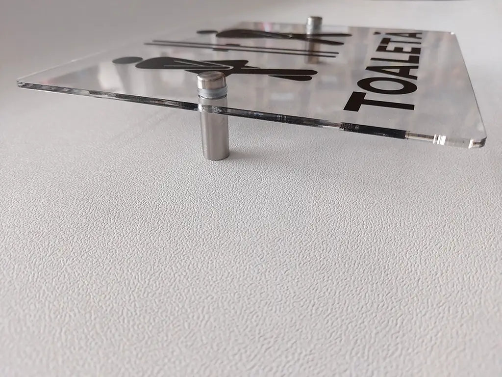 Acrylic Bathroom Sign – modern unisex WC restroom sign, Mounting Hardware Included