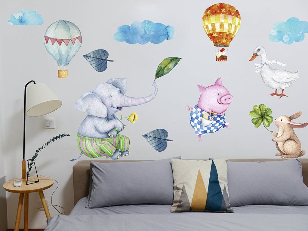 Artistic Wall Decals with Cute Animals – Removable Vinyl Art for Bedroom, Kids Room & Nursery Motivation