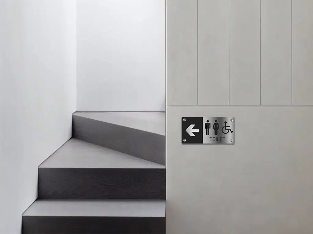 Modern Unisex Bathroom Sign with ADA Wheelchair Symbol – Hardware Included