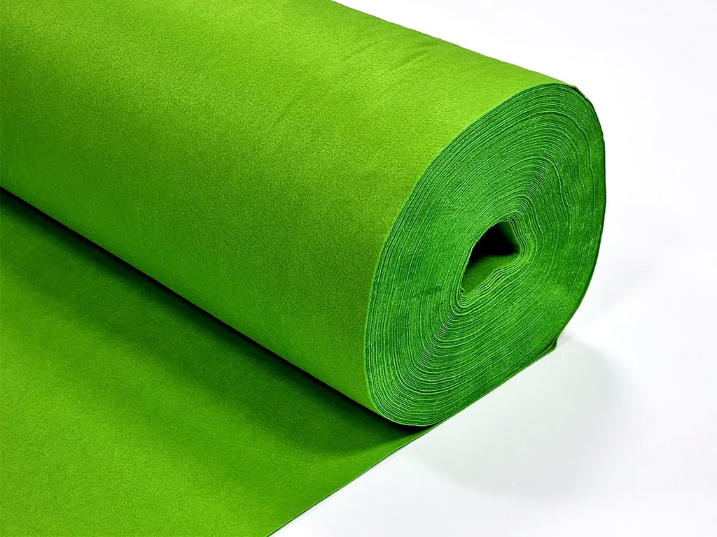 1 mm thick Bright Green Polyester Felt - 90 cm Width | By the Meter