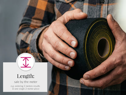 3 mm thick light gray polyester felt | Felt with adhesive | Available in multiple widths  | By the Meter