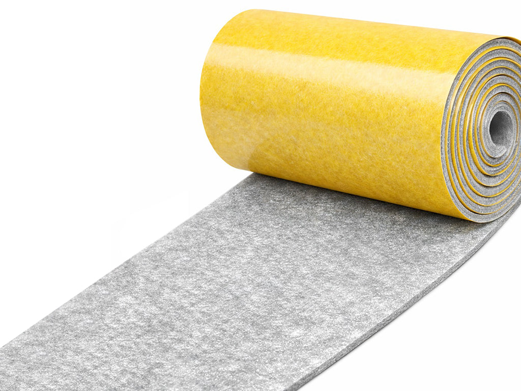 3 mm thick light gray polyester felt | Felt with adhesive | Available in multiple widths  | By the Meter