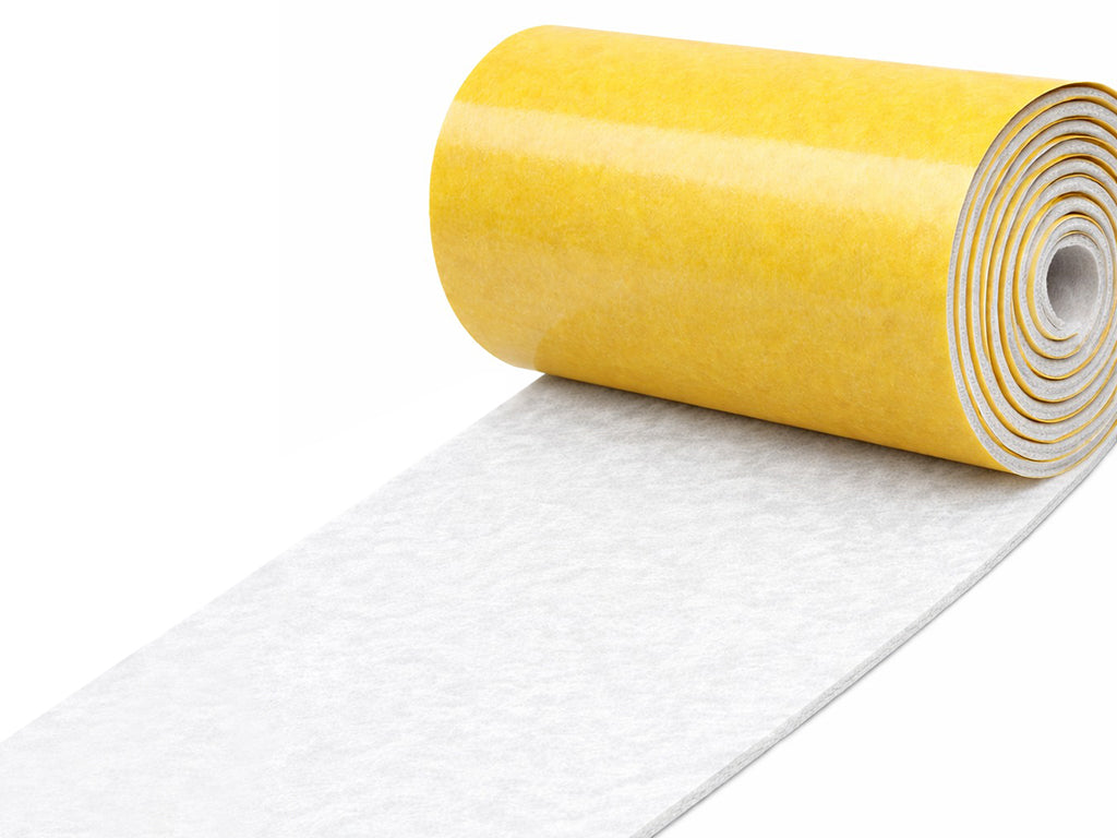 3 mm thick white polyester felt | Felt with adhesive | Available in multiple widths  | By the Meter