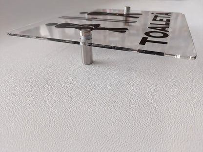 Acrylic Bathroom Sign – modern unisex WC restroom sign, Mounting Hardware Included