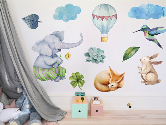 Artistic Wall Decals with Cute Animals – Removable Vinyl Art for Bedroom, Kids Room & Nursery Motivation