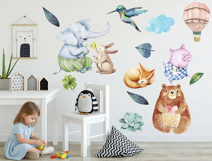 Artistic Wall Decals with Cute Animals – Removable Vinyl Art for Bedroom, Kids Room & Nursery Motivation