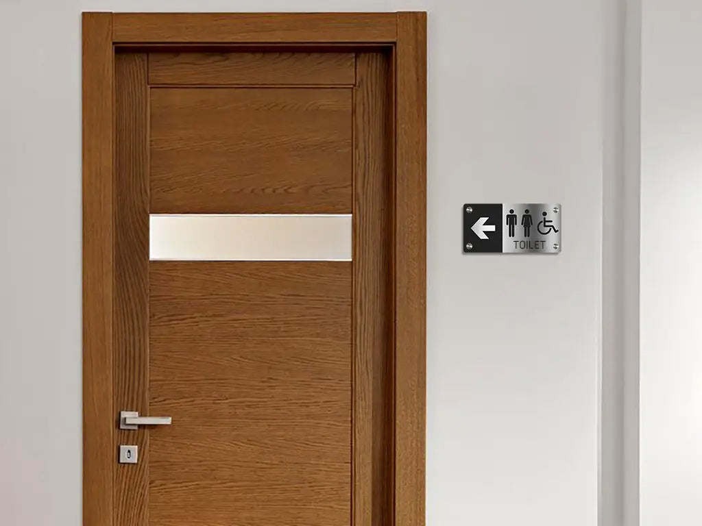 Modern Unisex Bathroom Sign with ADA Wheelchair Symbol – Hardware Included