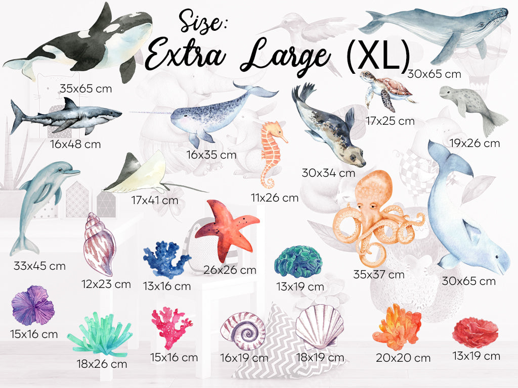 Inspirational Sea World Wall Decal – wall sticker with fish, coral & shells – vinyl decal for Bathroom, Nursery or Living Room