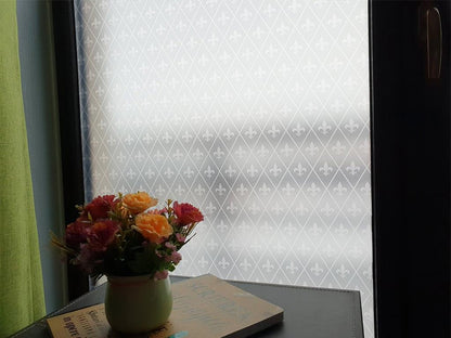 Self-adhesive decorative frosted window film Baroque with The Florentine Lily pattern