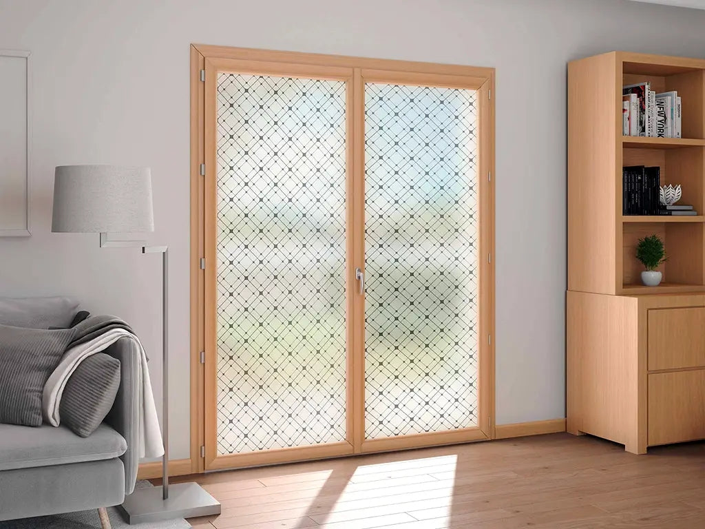 Self-adhesive decorative frosted window film Intersect with lines pattern