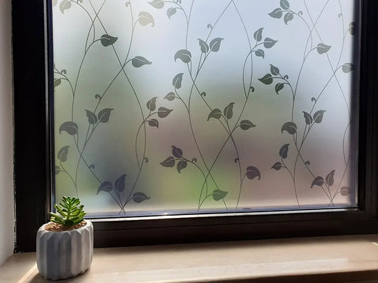 Self-adhesive decorative frosted window film Maia with gray twigs