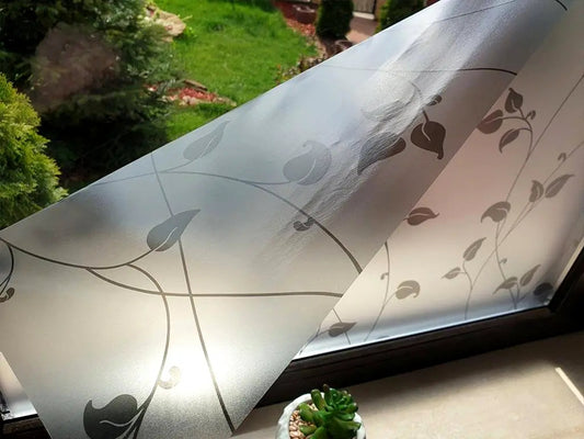Self-adhesive decorative frosted window film Maia with gray twigs