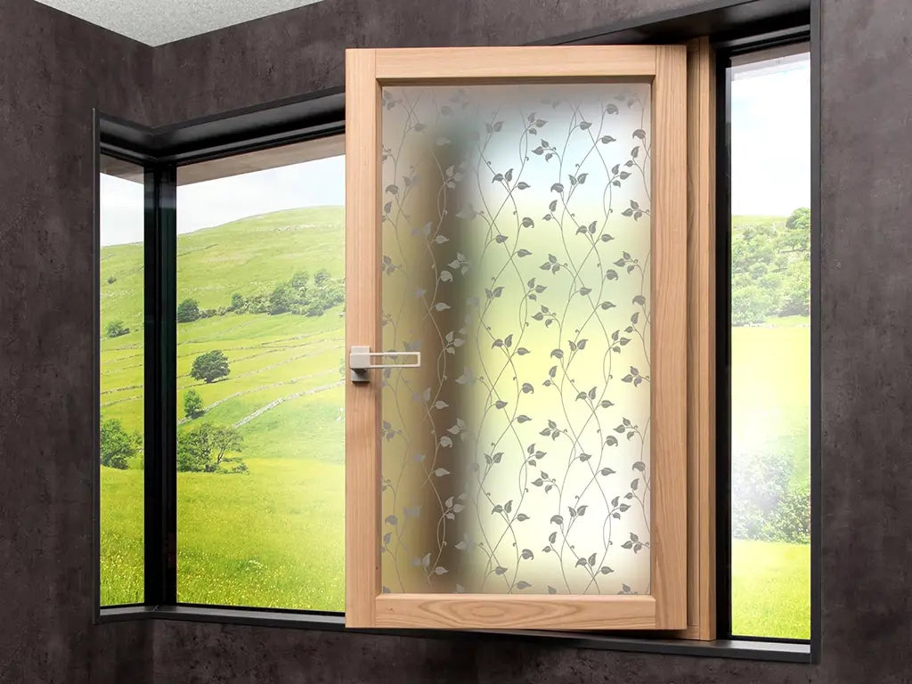 Self-adhesive decorative frosted window film Maia with gray twigs