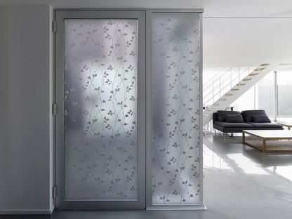 Self-adhesive decorative frosted window film Maia with gray twigs