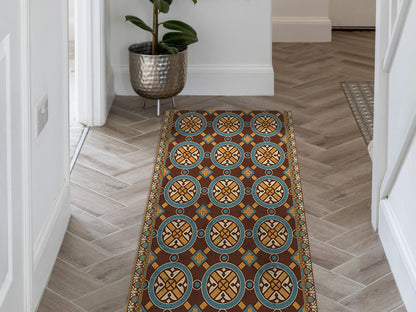 Maroccan Zellige vinyl floor mat with vintage tiles – Water-Resistant & Non-Slip for Bathroom, Kitchen, Hallway – 70 cm Width  | By the Meter
