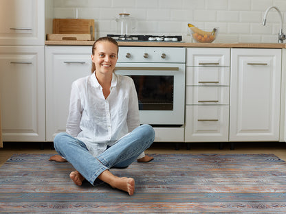 Rustic pine wood texture vinyl floor mat with natural patina pattern – Water-Resistant & Non-Slip for Bathroom, Kitchen, Hallway – 70 cm Width  | By the Meter