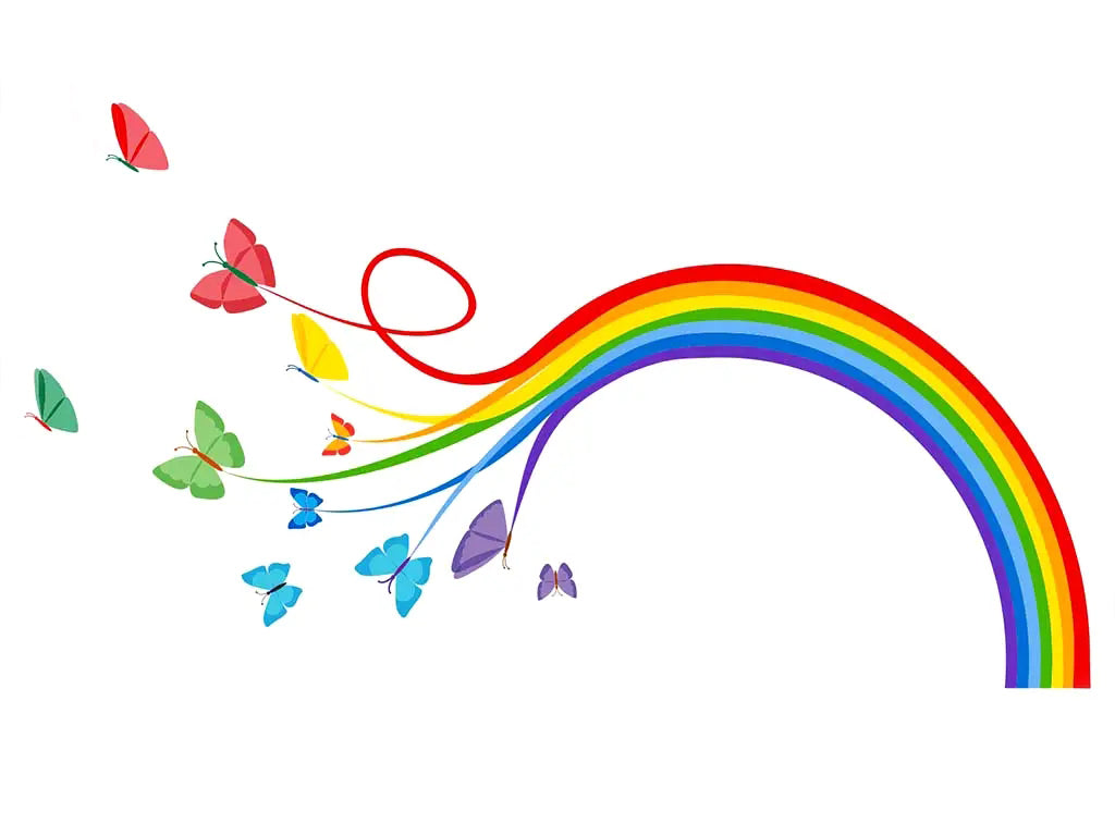 Minimalist Butterfly and Rainbow Wall Decals – Removable Vinyl Stickers for Nursery, Bedroom & Kids Room Decor