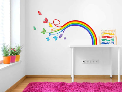 Minimalist Butterfly and Rainbow Wall Decals – Removable Vinyl Stickers for Nursery, Bedroom & Kids Room Decor