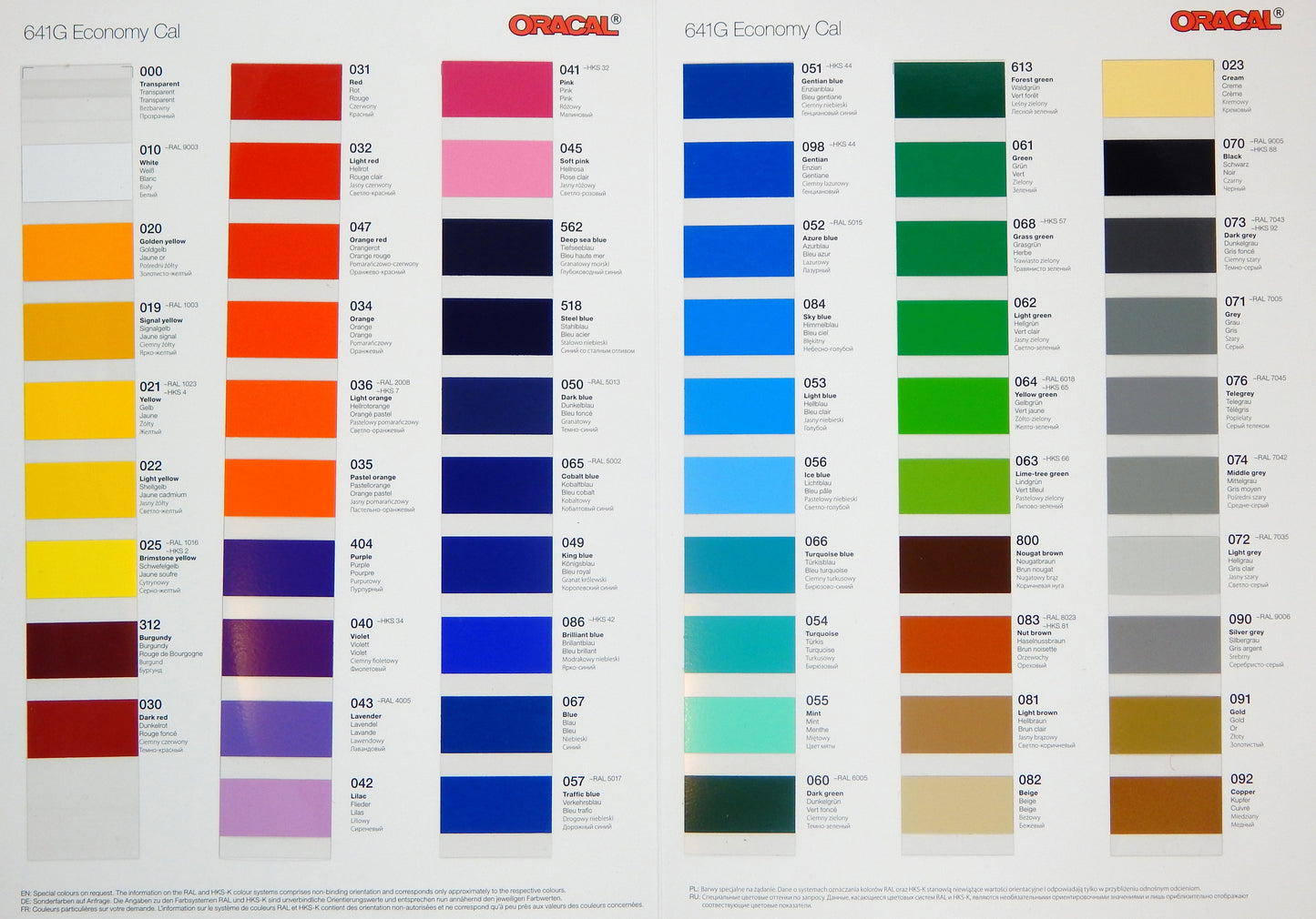 Telegrey self-adhesive vinyl film ORACAL 641G076 Economy Cal – Glossy Finish | 100 cm width | By the Meter